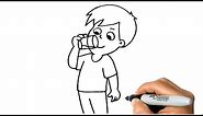 How to DRAW a BOY DRINKING WATER Easy Step by Step