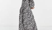 JDY exclusive high neck open back midi dress in pink zebra print | ASOS