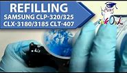 How to Refill Samsung CLP-320 CLP-325 CLX-3180 CLX-3185 CLT-407