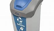 Nexus 8G Battery Recycling Bin (Gray, Blue Sticker) – Small Plastic Disposal Bin for Used Batteries – 8-Gallon Battery Recycling Container with Flip Lid