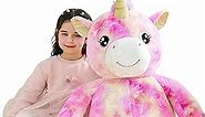 IKASA Giant Unicorn Stuffed Animal Plush Toy,30" Large Unicorn Cute Jumbo Soft Toys,Huge Big Size Fluffy Plushy Fat Oversized Plushie,Gifts for Kids