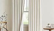 Vision Home Natural Pinch Pleated Full Blackout Curtains Linen Blended Room Darkening Window Curtains 95 inch for Living Room Bedroom Thermal Insulated Pinch Pleat Drapes with Hooks 2 Panel 40"Wx95"L
