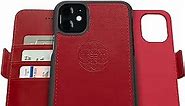 dreem Fibonacci 2-in-1 Wallet Case for Apple iPhone 11 - Luxury Vegan Leather, Magnetic Detachable Shockproof Phone Case, RFID Card Protection, 2-Way Flip Stand - Red