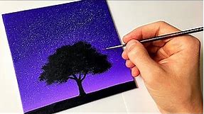 Easy Night Sky for Beginners | Acrylic Painting Tutorial Step by Step