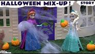 Halloween Frozen Costume Mix Up for Elsa and Anna