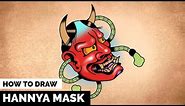 How to draw a Hannya mask | Tattoo Drawing Tutorial