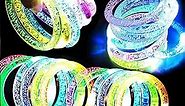 AMENON 24 Pack Glow In The Dark LED Bracelets Party Favors for Kids Party Supplies Flashing Light Up Bracelet Glow Sticks Party Toys Neon Party Accessory Concert Birthday Party Games