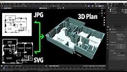 How To Turn JPG image to 3D Floor Plan - Blender