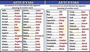 120+ Common Opposites in English from A-Z | Antonyms List (Part I)