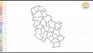 Serbia Map outline drawing with Districts | Map drawing videos | How to draw Serbia Map outline easy
