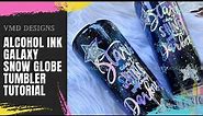 ALCOHOL INK GALAXY TUMBLER TUTORIAL: Create a snow globe tumbler using inks, glitter, and epoxy