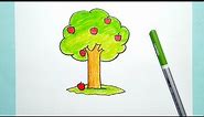 How To Draw Apple Tree | Simple and Easy to follow