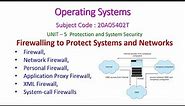Firewalling to Protect Systems and Networks-Operating Systems-20A05402T-UNIT – 5 System Security