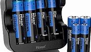 Hixon Rechargeable AA&AAA Lithium 1.5V Batteries-Full-Recharged 4x3500mWh AA & 4x1100mWh AAA,with Fast Charger,1600 Cycles,Constant Output[4AA+4AAA+1Charger]