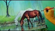 Acrylic Painting Lesson - Horses in the Misty Forest by JM Lisondra
