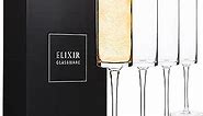 ELIXIR GLASSWARE Champagne Flutes, Edge Champagne Glasses Set of 4 - Modern & Elegant for Women, Men, Wedding, Anniversary, Christmas, Birthday, Mimosa - 6oz, Premium Crystal