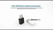 Feasycom Bluetooth LE Audio Dongle BT5.3 USB Audio Transmitter Multi-Connection Plug and Play