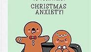 ALY LOU Christmas Card Funny Holiday 2023, Quality Xmas Sarcastic Greeting Card for Husband Wife Boyfriend Girlfriend Friend (1 Card - Everyday Anxiety to Christmas Anxiety)