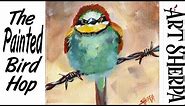 ANGRY BIRD ON BARBED WIRE | Beginners Acrylic Tutorial Step by Step | The Painted Bird Hop