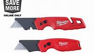 Milwaukee FASTBACK Folding Utility Knife and Compact Folding Utility Knife with Blade Storage and Gut Hook (2-Piece) 48-22-1503