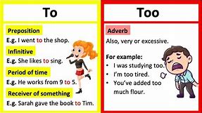 TO vs TOO 🤔 | What's the difference? | Learn with examples