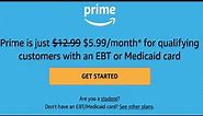 Save 50% off Amazon Prime if you have an EBT Card or Medicaid Card Check out this video
