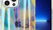 LSL Compatible with iPhone 13 Pro Max Case, Glitter Clear Marble Holographic Rainbow Phone Case for Women Girls, Aesthetic Cute Bling Sparkle Rainbow Cover Designed for iPhone 13 Pro Max 6.7"-Gold