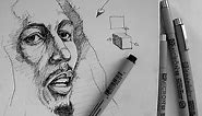Pen & Ink Drawing Tutorials | How to draw a realistic portrait of Bob Marley