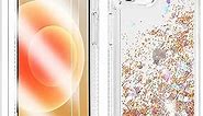 ANSHOW for iPhone 12/12 Pro Case Glitter, Shockproof Clear TPU iPhone 12/12 Pro Case with 2 Screen Protectors, Bling Gold Glitters iPhone 12/12 Pro Case for Women