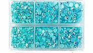 Multi Size 3mm 4mm 5mm Jelly AB Rhinestones for Tumblers - Non Hotfix & Round Flat Back, Resin Rhinestones for DIY Cups Nails Crafts (Aquamarine AB)