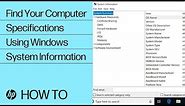 Find Your Computer Specifications Using Windows System Information | HP Computers | HP Support