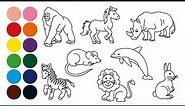 ANIMALES MAMIFEROS 3 dibujar y colorear para niños - Dibujar animales con Beethoven