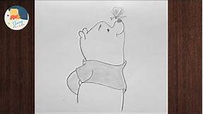 How to draw winnie the pooh with butterfly // drawing winnie the pooh // Dhanraj ArtBox