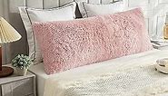 LIFEREVO Body Pillow Cover with Zipper Closure,Luxury Shaggy Ultra Soft Plush Faux Fur Pillowcase 20"x54" for Bed Couch,Microfiber Long Pillowshams for Adults Pregnant Women/Mother/Wife(Ombre Pink)