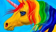 Easy learn to Paint Rainbow Unicorn Acrylic Tutorial Beginners and KIDS | TheArtSherpa