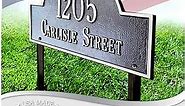 Whitehall™ Personalized Cast Metal Address plaque - LAWN MOUNTED Arch Plaque. Made in the USA. BEWARE OF IMPORT IMITATIONS. Display your address and street name. Custom house number sign.