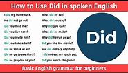 Correct use of Did in English || How to Use Did in English grammar || English Speaking Practice