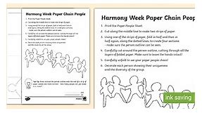 Harmony Week Paper Chain People Craft Worksheet
