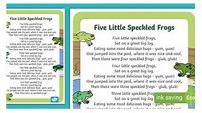 Five Speckled Frogs Nursery Rhyme Poster
