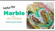 How To Marble Paint with Acrylics on Canvas | Painting Tutorial