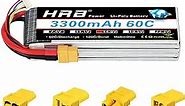 HRB 4S 3300mAh Lipo Battery 60C 14.8V RC Lipo Battery Pack with XT60 Plug Compatible with RC Airplane RC Helicopter RC Car RC Truck RC Boat
