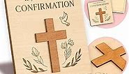 WOODAMORE Catholic Confirmation Card for Girl - Religious Confirmation Gifts for Teenage Girl Boy, Congratulations Confirmation Cards for Boys, Wooden Christian Confirmation Presents