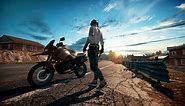 PUBG HD Wallpaper – Lone Survivor and Motorcycle on Battleground