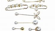 Decorative Safety Pins 10 Pcs Scarf Pins Decorative Pins Pearl Brooches Women's Brooches Women Gold Brooches Clothing Decorative Safety Pins Women's Brooches and Pins for All Occasions