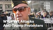WWII Veteran Attacks Anti-Trump Protesters at Parade | NowThis