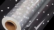 100 ftx34 in Extra Wide Clear Cellophane Wrap Roll with Irregular White Dot, Transparent Thicker Cellophane Roll, Gift Baskets Wrap Cellophane Film for Treats, Gifts, Holiday, Christmas Wrapping