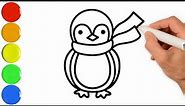 How to draw a cute penguin easy step by step | Kawaii cute penguin drawing