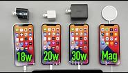 iPhone Charge Test: 18w vs 20w vs 30w vs MagSafe Charger!