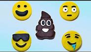 Emoji with Clay Pile of Poo, Smiling Face with Sunglasses, Drooling Face from Plasticine