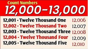 12001 To 13000 Numbers in words in English || 12000 - 13000 English numbers with spelling